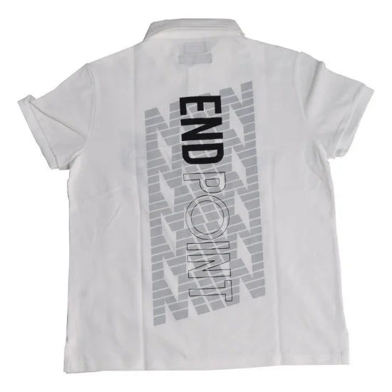 END POINT short sleeve polo shirt (many logo) white