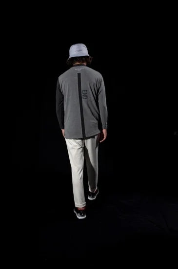 long sleeve mock neck shirt(large emblem) gray