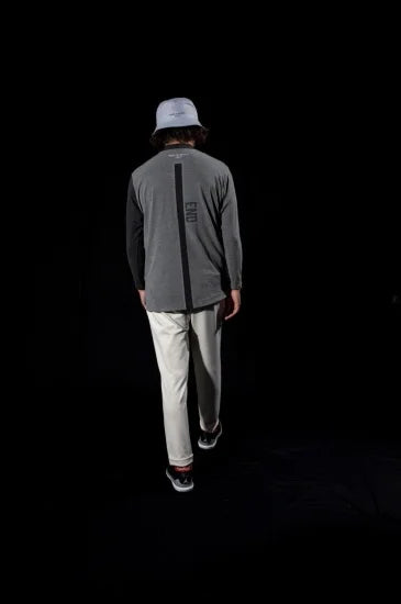 long sleeve mock neck shirt(large emblem) gray