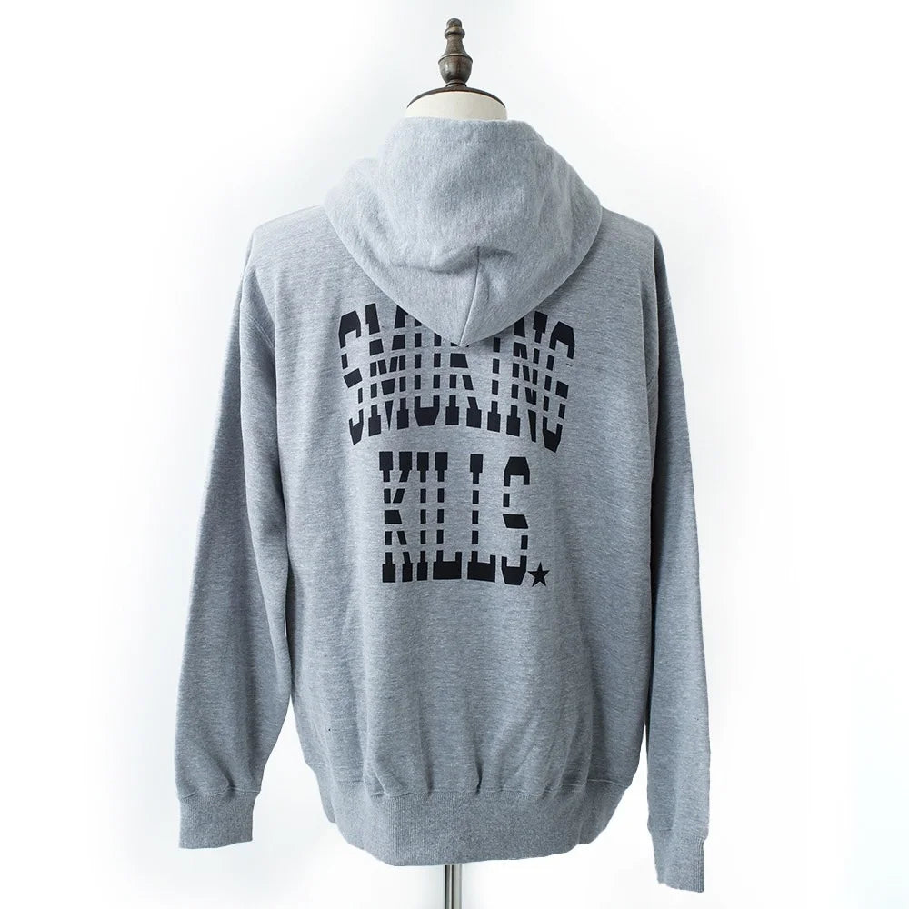 full zip hoodie(smoking kills) gray