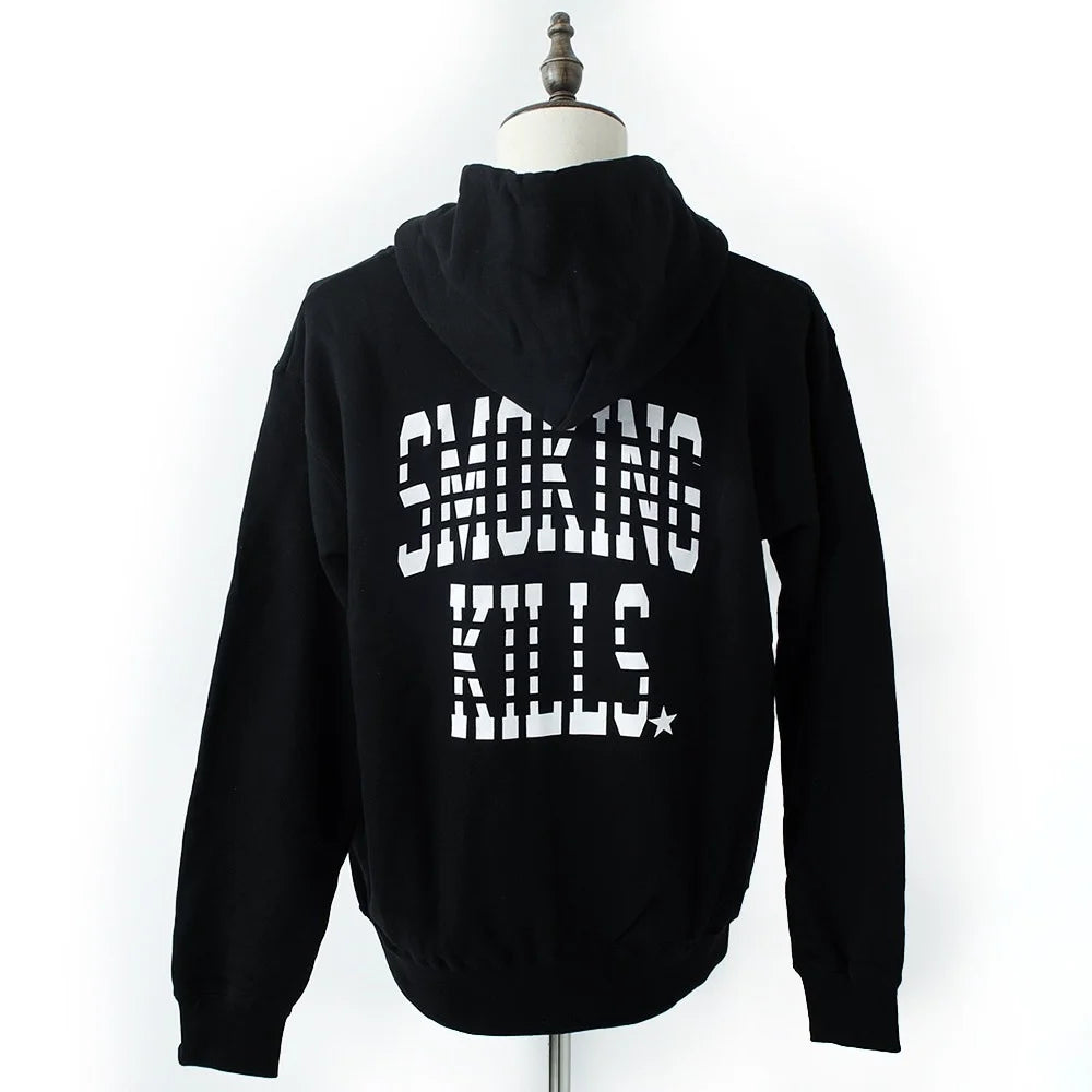full zip hoodie(smoking kills) black