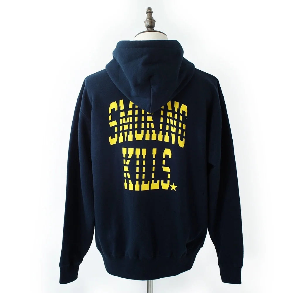 full zip hoodie(smoking kills) navy