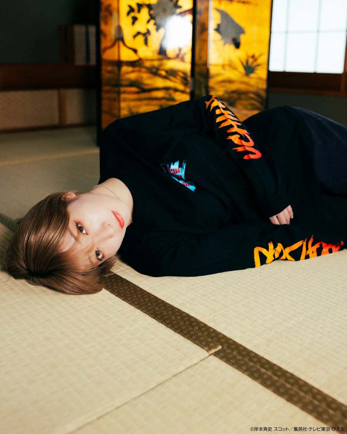 crew neck long sleeve tee(calligraphy)ITACHI black