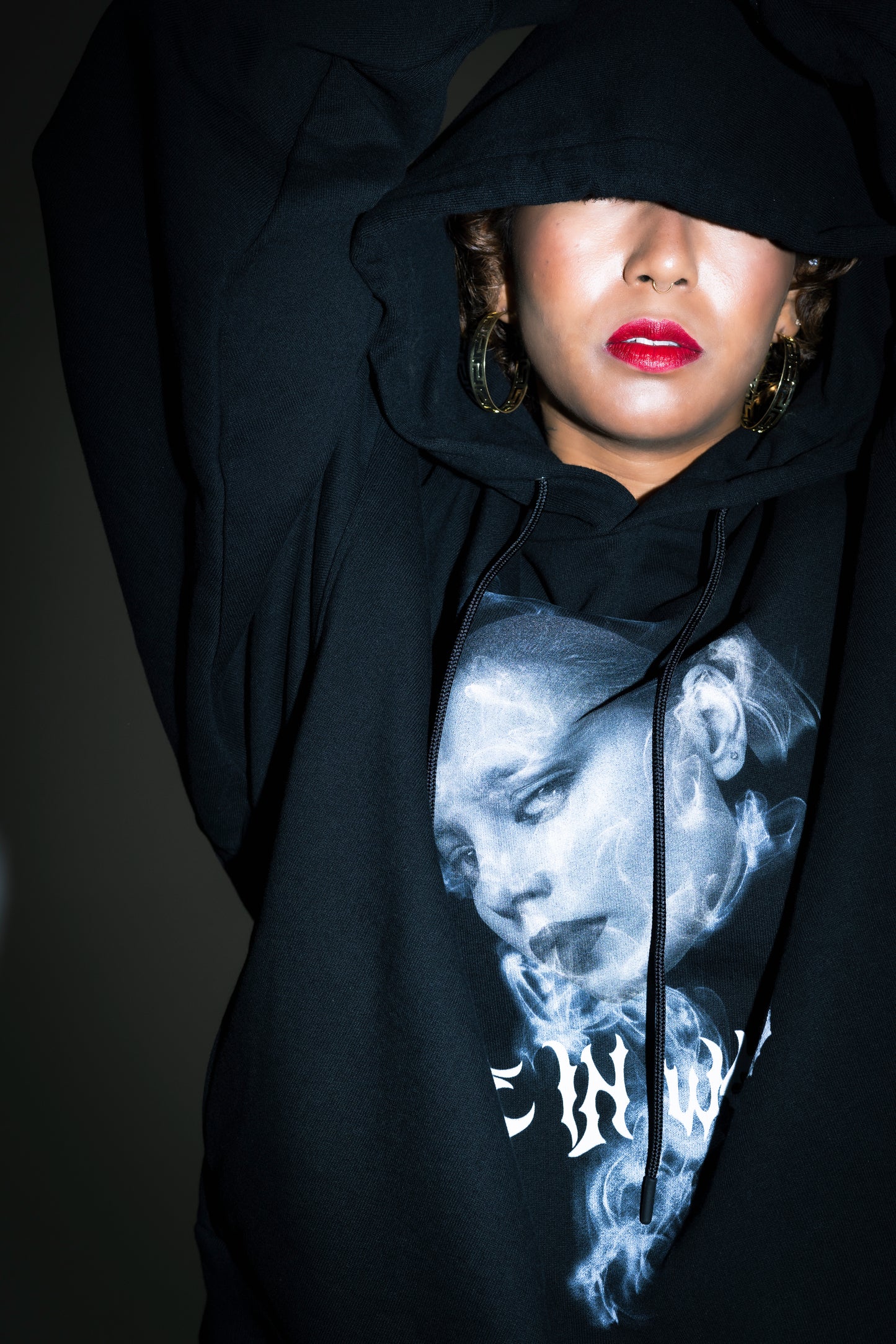 pull over hoodie(face)black