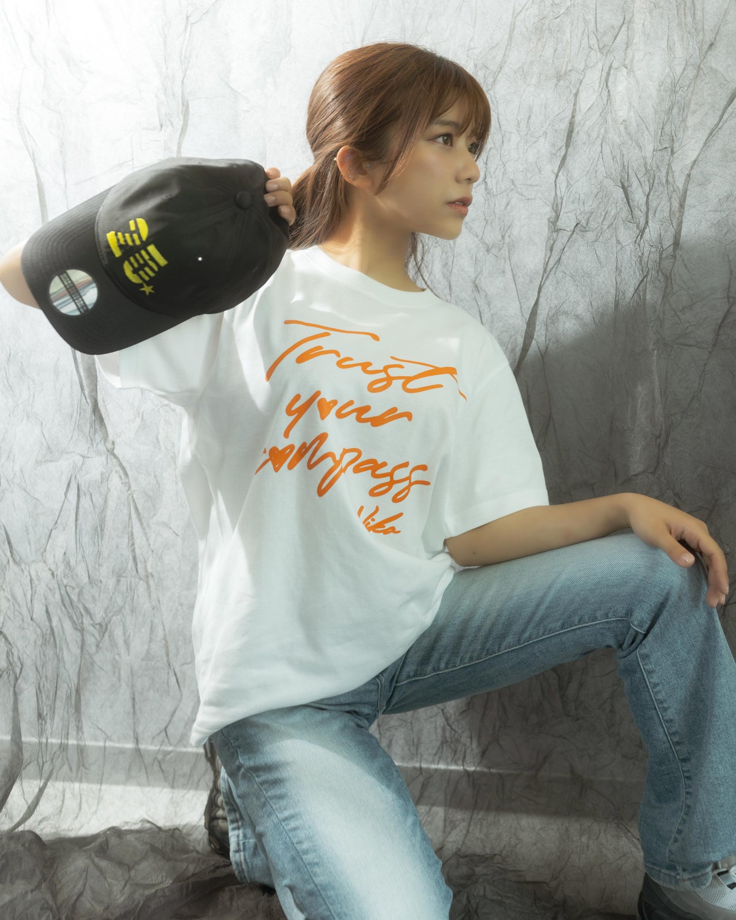 川越にこ × MID “25” LOGO CAP BLAC×YELLOW