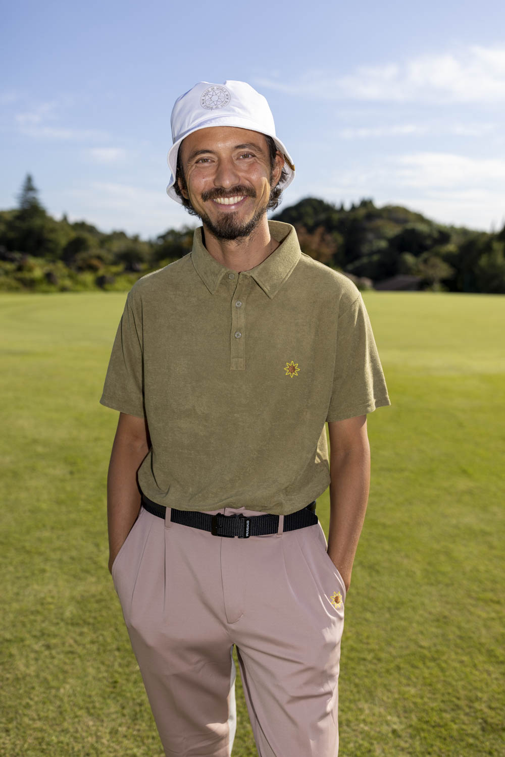 pile polo shirt khaki