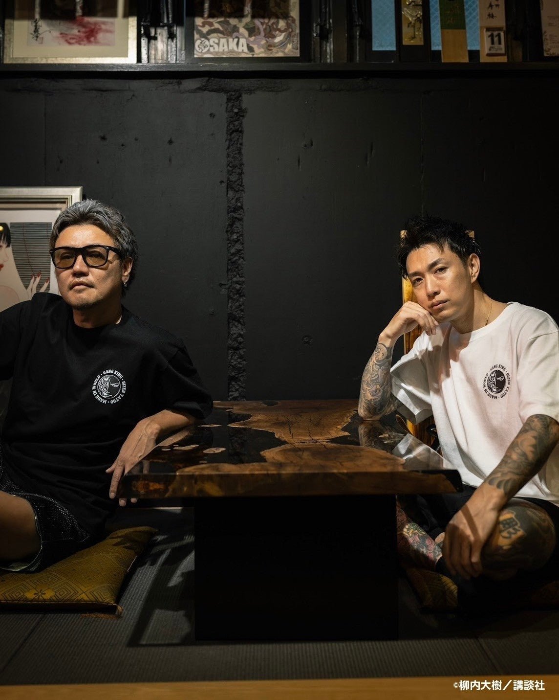 GANGKING crewneck tee(BIZEN ART TATOO STUDIO)black