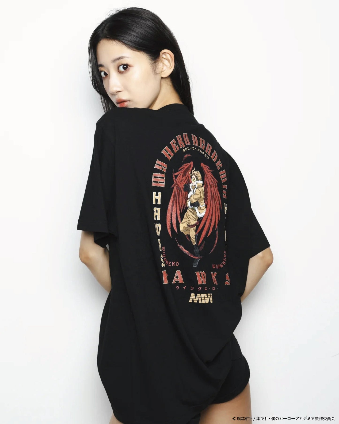 MIW crew neck Tee(HAWKS ホークス)black