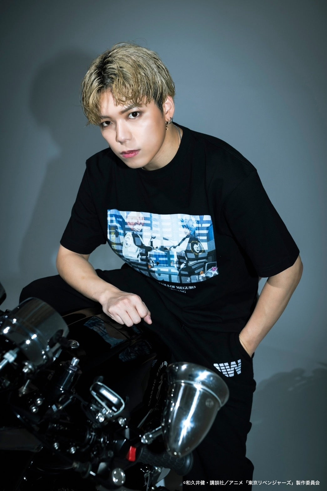 【在庫】crew neck tee(Smiley&Angry)black