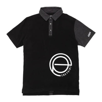 short sleeve polo shirt（large emblem） black