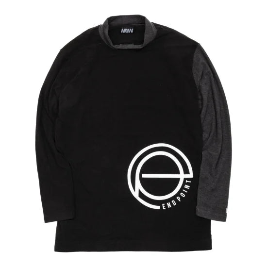 long sleeve mock neck shirt（large emblem） black