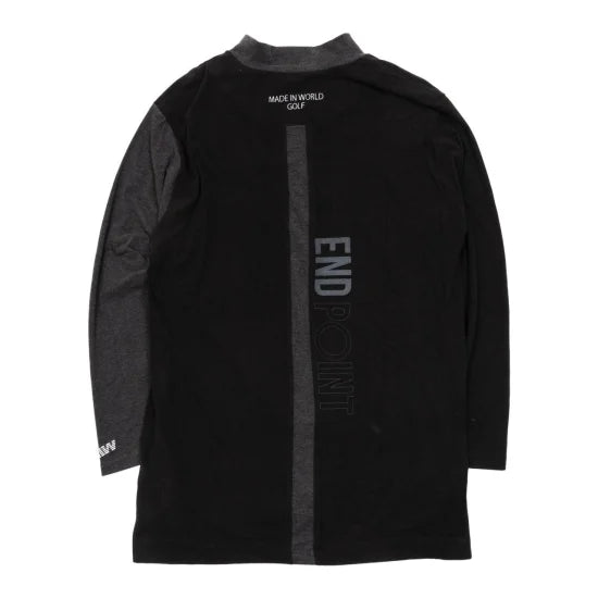 long sleeve mock neck shirt（large emblem） black