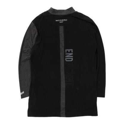 long sleeve mock neck shirt（large emblem） black