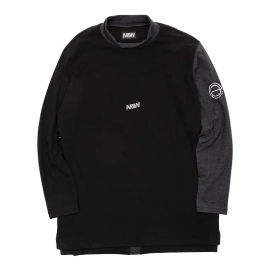 long sleeve mock neck shirt（small logo） black