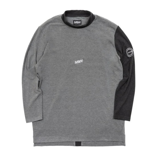 long sleeve mock neck shirt（small logo） gray