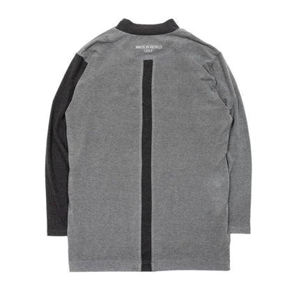 long sleeve mock neck shirt（small logo） gray