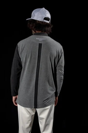 long sleeve mock neck shirt（small logo） gray