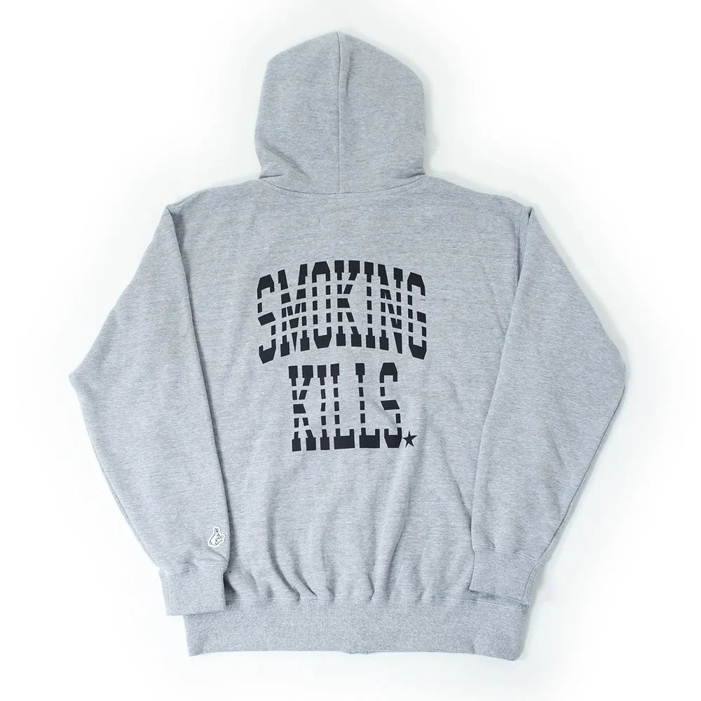 full zip hoodie（smoking kills） gray