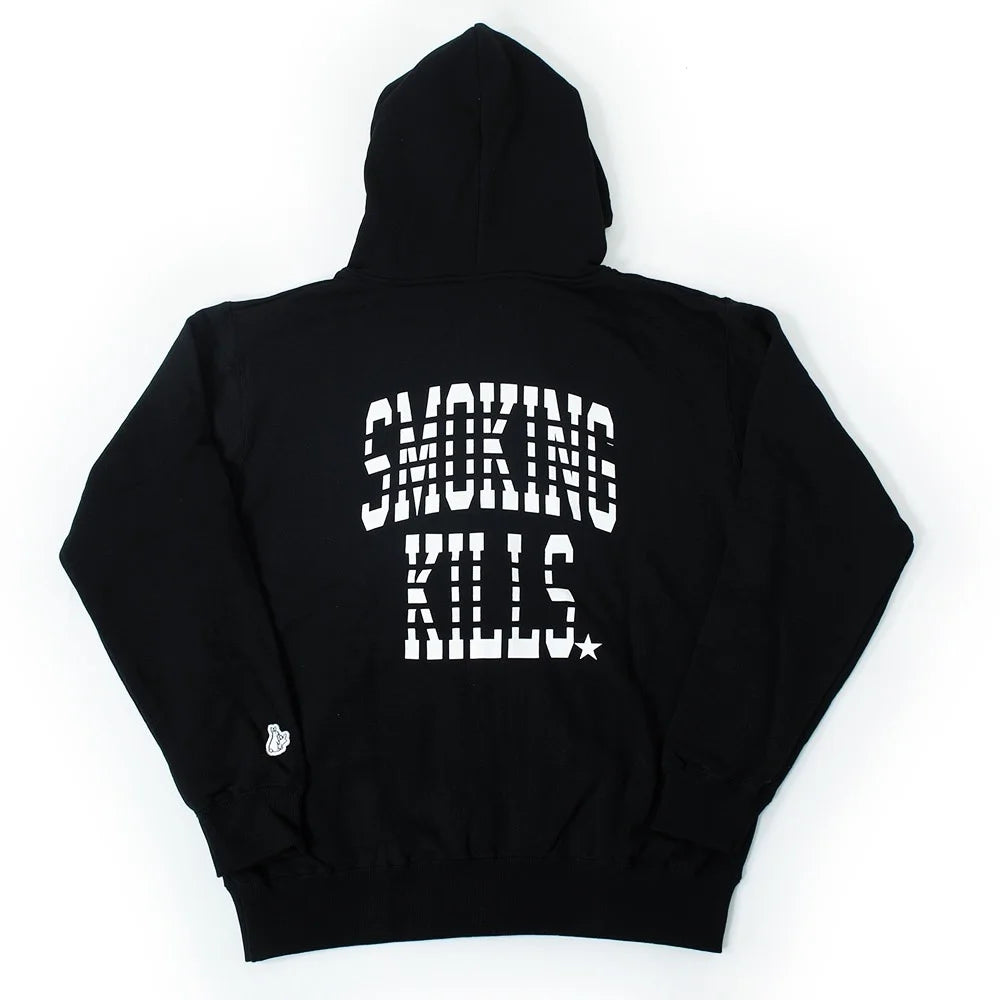 full zip hoodie（smoking kills） black