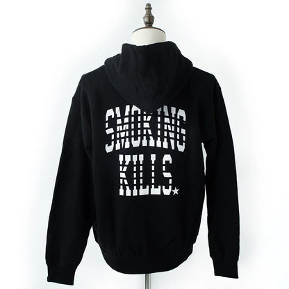 full zip hoodie（smoking kills） black