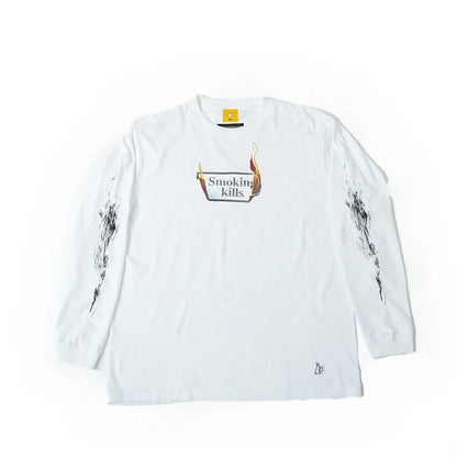 long sleeve tee（flare smoking kills） white