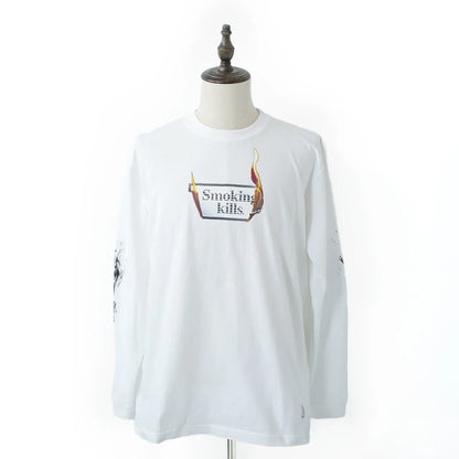 long sleeve tee（flare smoking kills） white