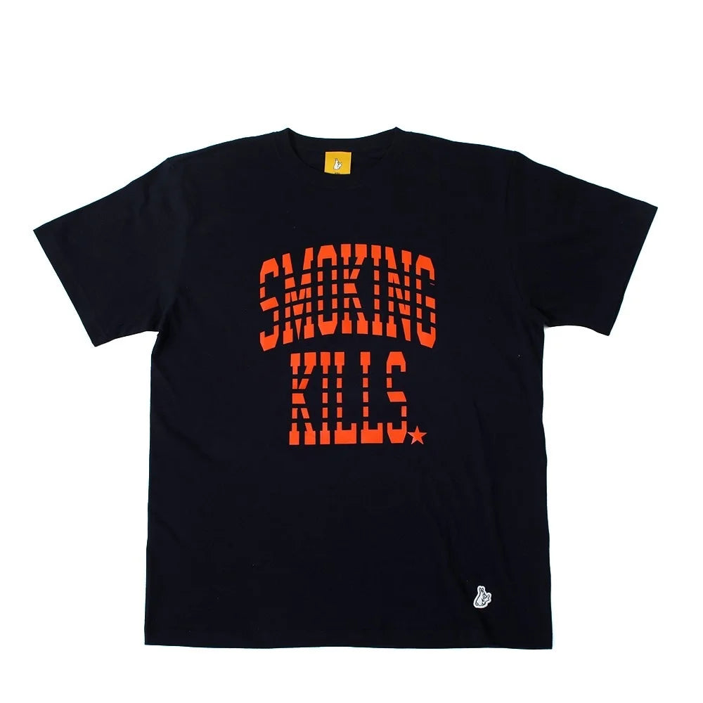 crew neck tee（smoking kills college logo） navy