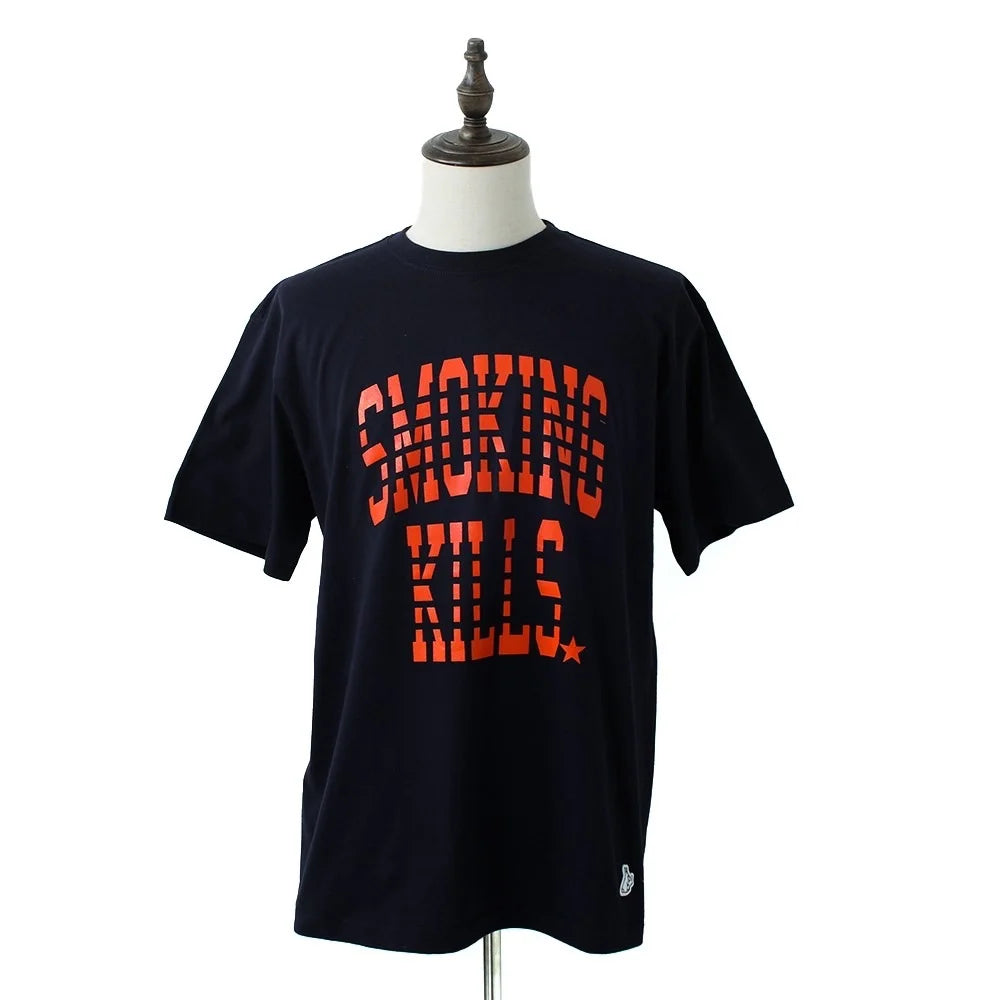 crew neck tee（smoking kills college logo） navy