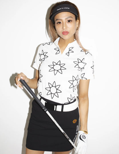 ladies MESH POLO 総柄white