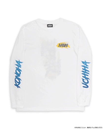 crew neck long sleeve tee（calligraphy）SASUKE white