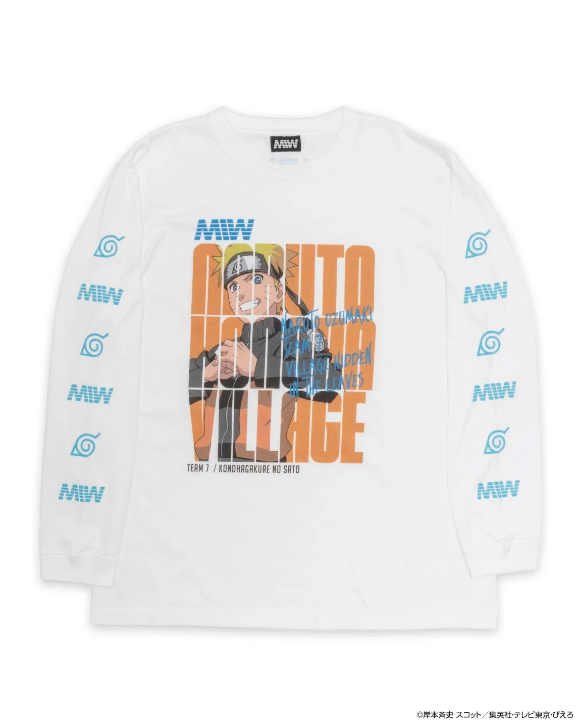 crew neck long sleeve tee（hide）NARUTO white