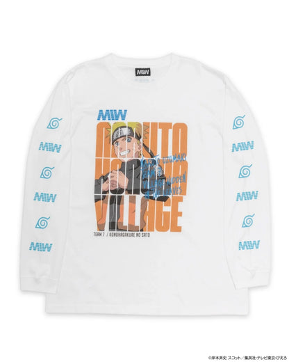 crew neck long sleeve tee（hide）NARUTO white