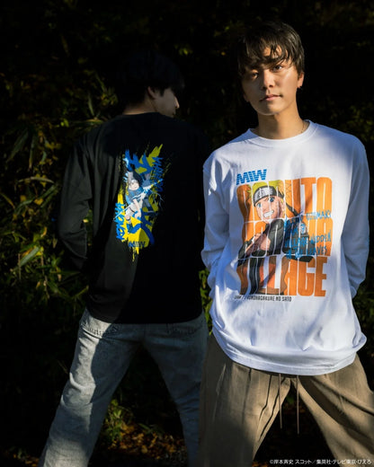 crew neck long sleeve tee（hide）NARUTO white