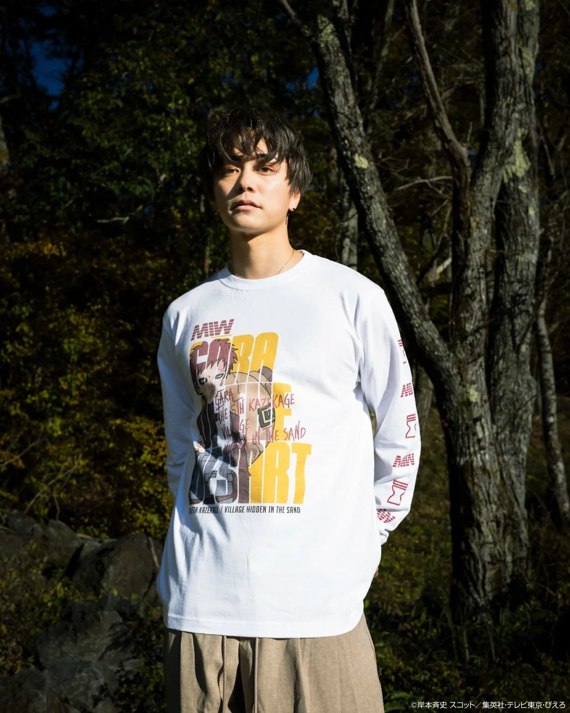 crew neck long sleeve tee（hide）GAARA white