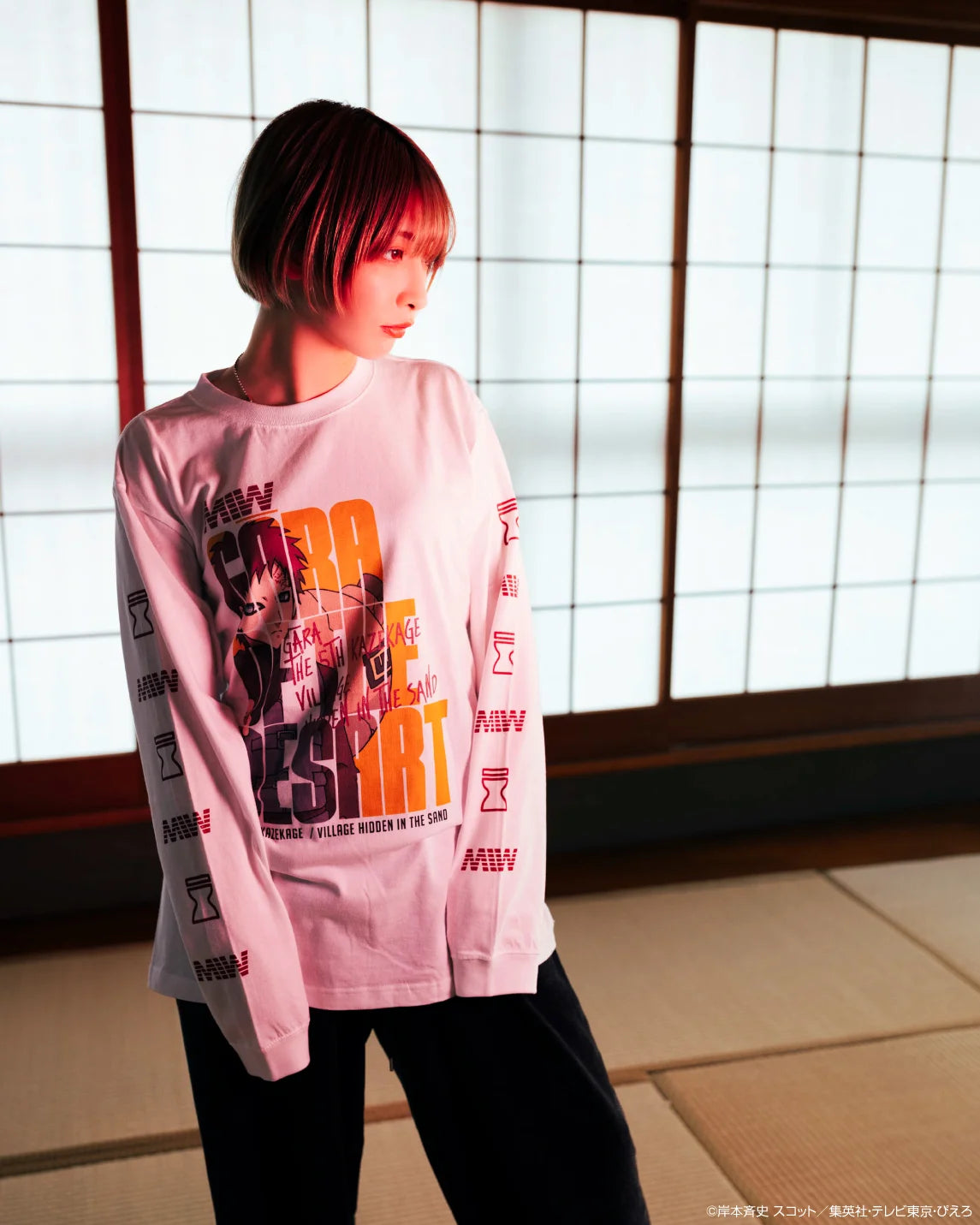 crew neck long sleeve tee（hide）GAARA white