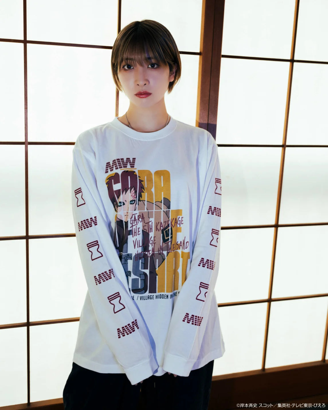 crew neck long sleeve tee（hide）GAARA white