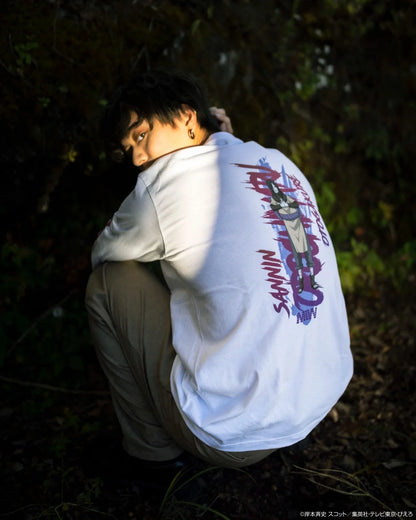 crew neck long sleeve tee（calligraphy）OROCHIMARU white