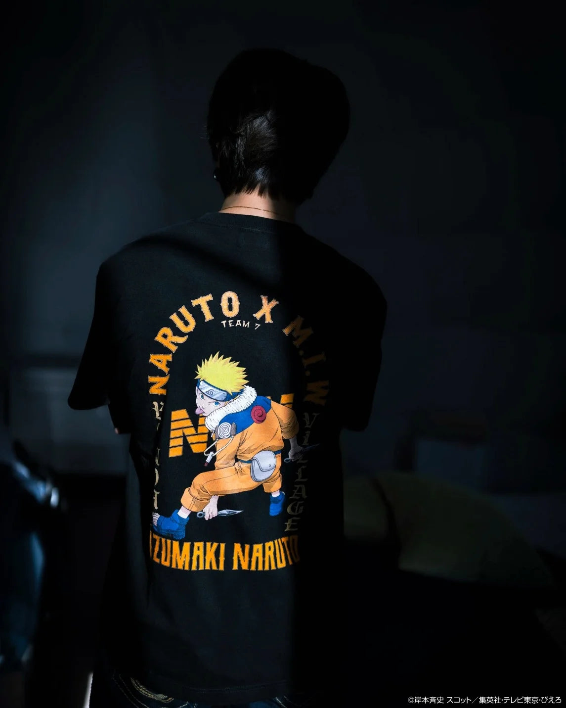 crew neck long sleeve tee（hide）NARUTO black