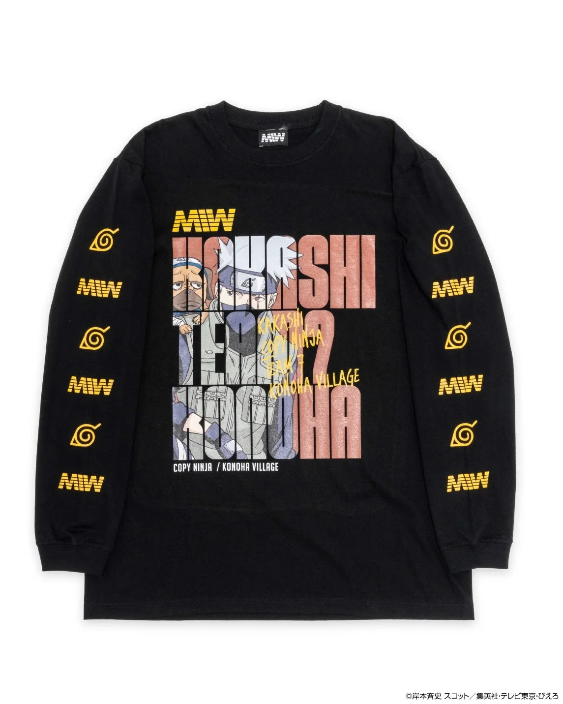 crew neck long sleeve tee（hide）KAKASHI black