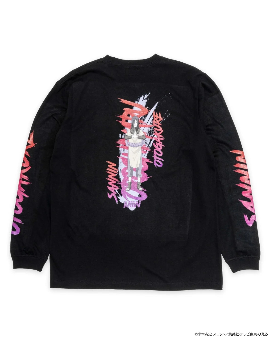 crew neck long sleeve tee（calligraphy）OROCHIMARU black