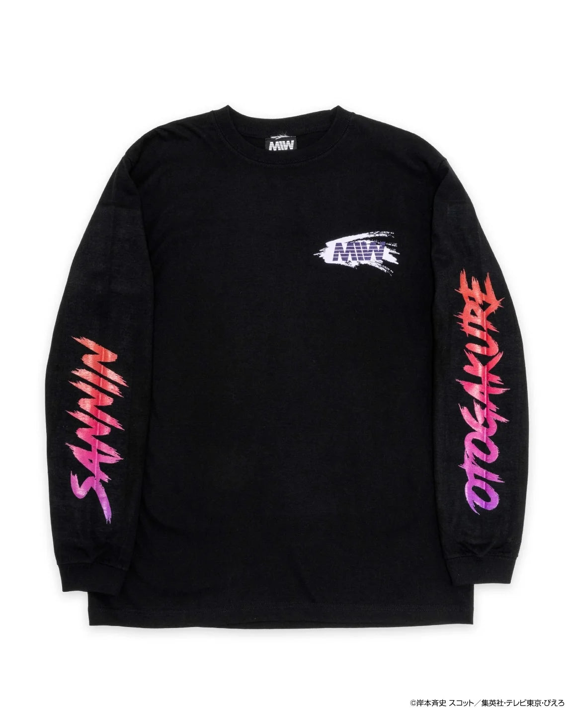 crew neck long sleeve tee（calligraphy）OROCHIMARU black