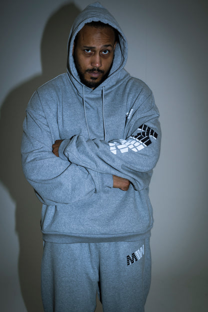 H.W pull over logo hoodie grey