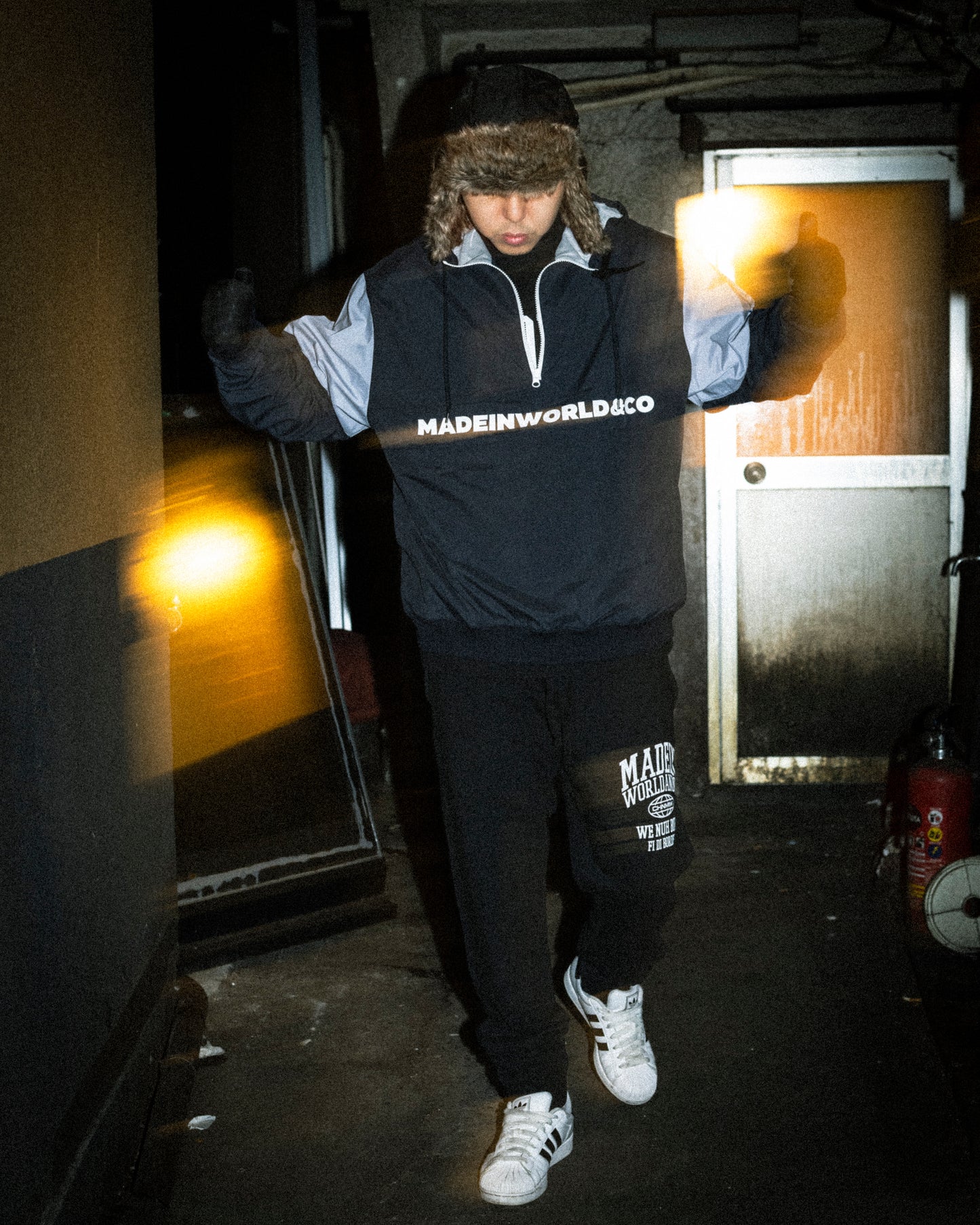 CHEHON×MADE IN WORLD&CO pull over nylon jacket