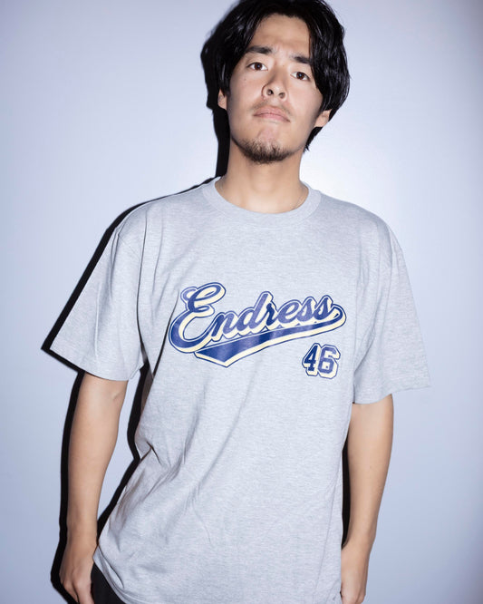 crew neck tee（baseball）gray　えんどれす×MIW