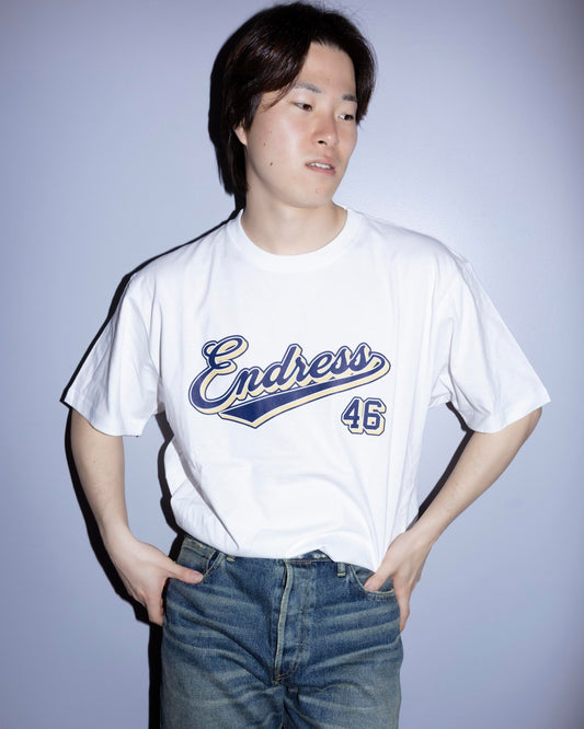 crew neck tee（baseball）white　えんどれす×MIW