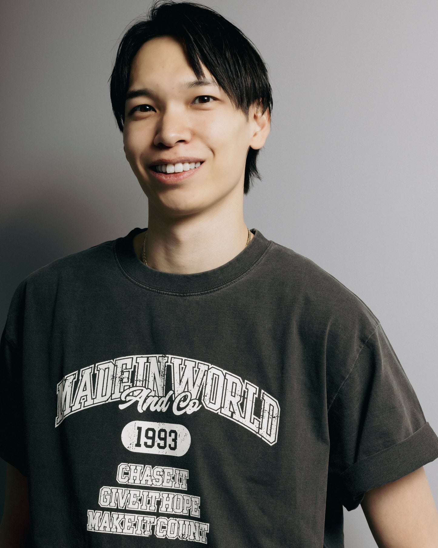 AKIHIRO YAMAUCHI　crew neck tee(college logo)　Sumikuro