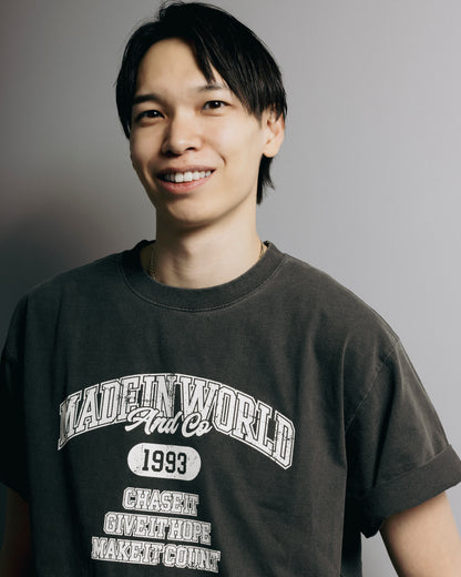 AKIHIRO YAMAUCHI　crew neck tee(college logo)　Sumikuro