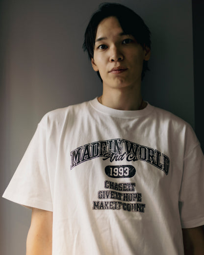 AKIHIRO YAMAUCHI　crew neck tee(college logo)　White