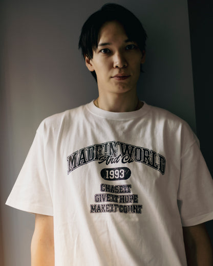 AKIHIRO YAMAUCHI　crew neck tee(college logo)　White
