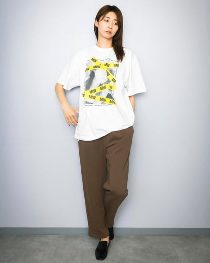crew neck tee MIW tape white 大友愛×MIW